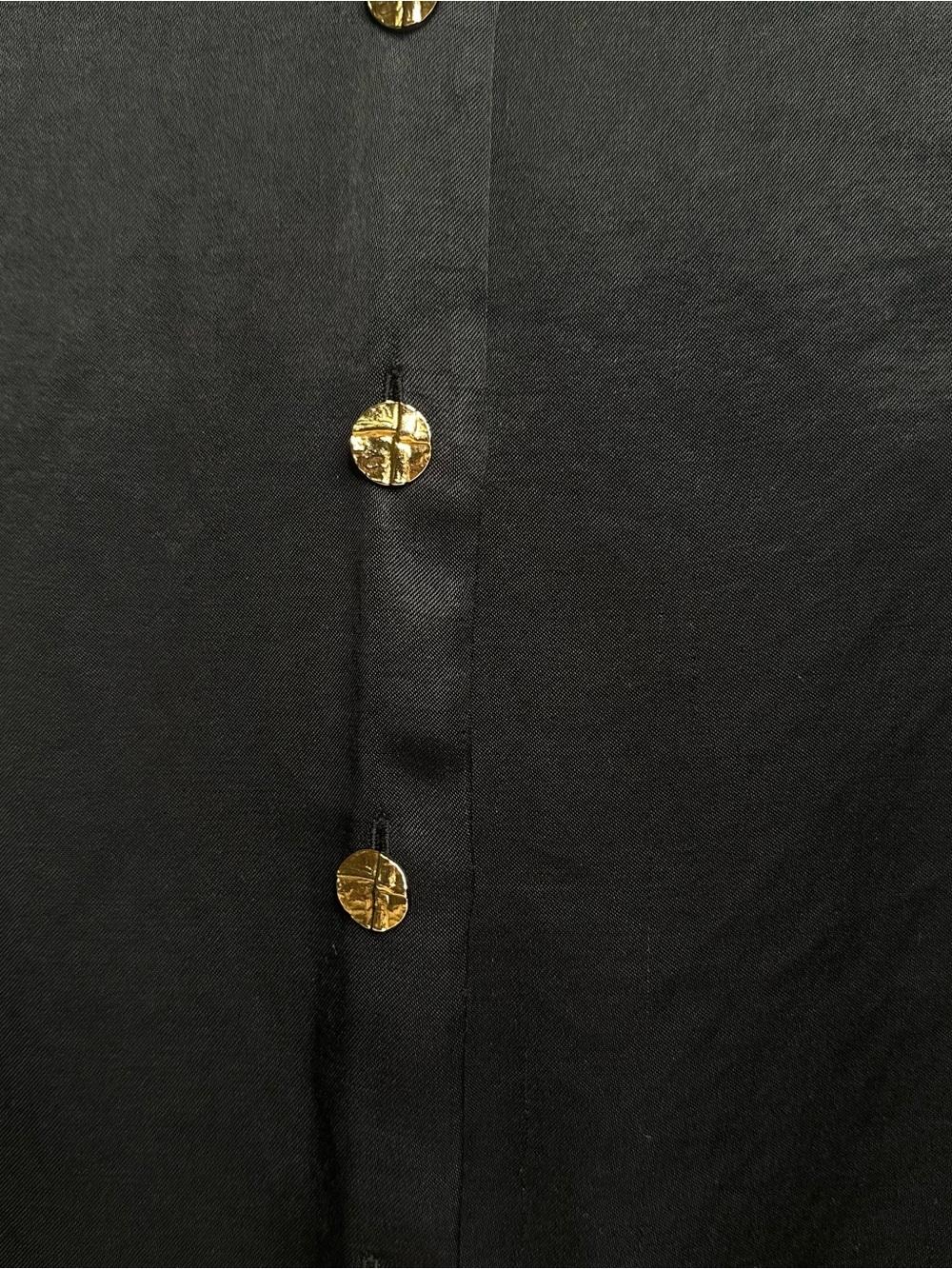 ZARA | Black Satin Button-Down Blouse with Gold Buttons | Women’s Size L - Picture 4 of 5